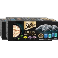 3x Sheba Kattenvoer Nat Filets Kip & Zalm in Saus Multipack 6x60 gr