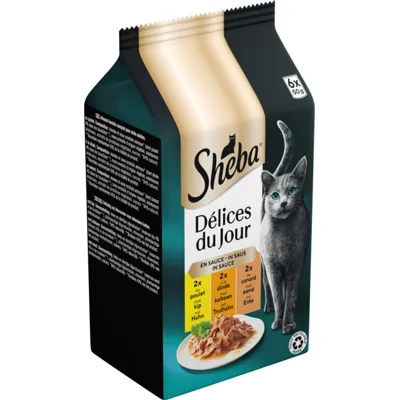 Sheba Délices du Jour met kip, kalkoen en eend in saus natvoer kat (50g) 12 x 50 g