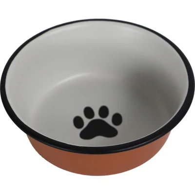 RVS eetbak terracottalook voor hond en kat 2 x 20 cm