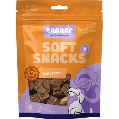 10x Braaaf Blokjes Hondensnack Lam Steak met Vis 85 gr