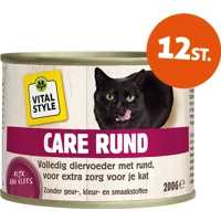 12x Vitalstyle Kattenvoer Blik Care Rund 200 gr
