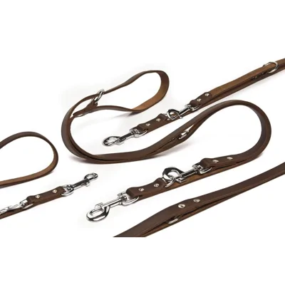 Leren politielijn bruin voor de hond 200 cm x 18 mm
