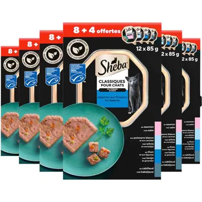 6x Sheba Kattenvoer Nat Classic Paté Vis Selectie Multipack 12x85 gr