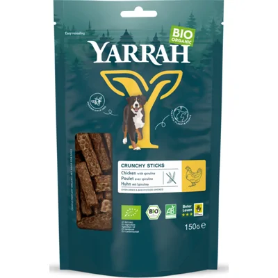Yarrah Hond Bio Oven-Dried Chicken Crunchy Sticks 150 gr