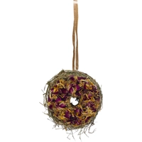 Beeztees Hooi Donut Roos en Goudsbloem knaagdier/konijnsnack 65 gram product name