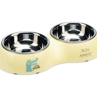 Beeztees Puppy Kroky Dinerset hond plastic/RVS geel product name