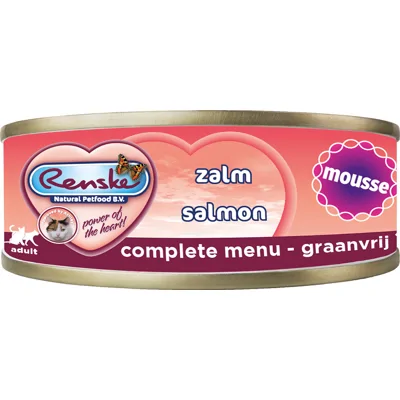 Renske Graanvrij mousse zalm hypoallergeen natvoer kat (blik) 1 tray (24 x 70 g)