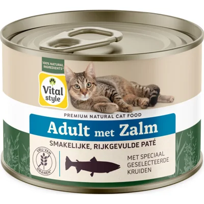12x Vitalstyle Kattenvoer Blik Care Zalm 200 gr