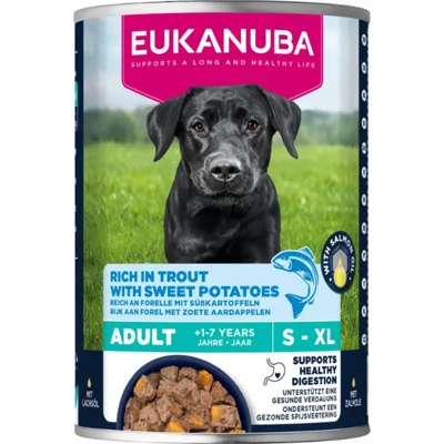 6x Eukanuba Life Care Dog Hondenvoer Nat Adult Trout&Sweet Potaties 400 gr