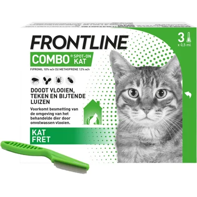 Frontline Combo Kat - 3 Pipetten + Gratis Vlooienkam