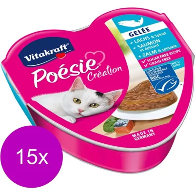 Vitakraft Poésie Zalm & Spinazie in Gelei - 15 x 85 g