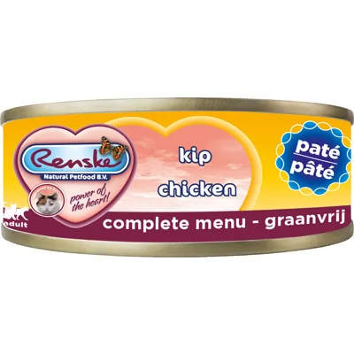 Renske Graanvrij paté kip hypoallergeen natvoer kat (blik) 1 tray (24 x 70 g)