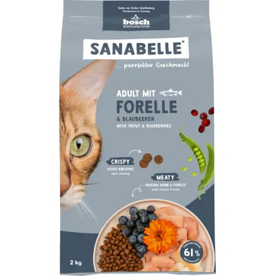Sanabelle Adult met forel en bosbessen kattenvoer 2 x 8 kg