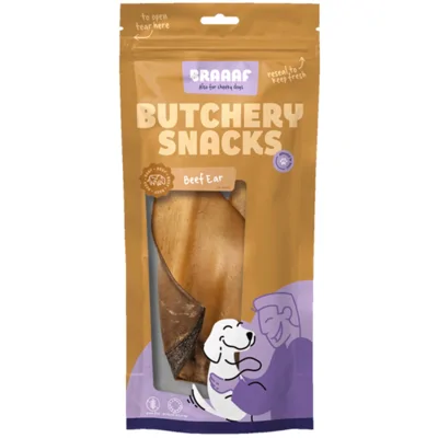10x Braaaf Butchery Beef Ear Hondensnack 2 stuks
