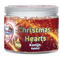 12x Renske Kattensnack Gezonde Beloning Mini Kerst Hartjes Konijn 100 gr