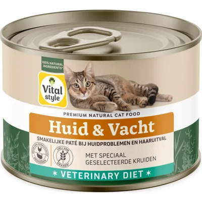 12x Vitalstyle Kattenvoer Blik Huid&Vacht 200 gr