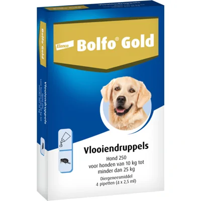 2x Bolfo Gold Anti Vlooiendruppels Hond 10 - 25 kg 4 pipetten