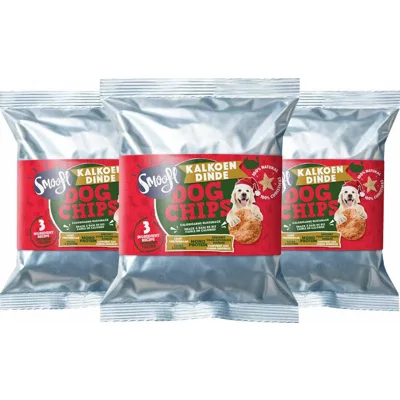 3x Smoofl Hondensnack Dog Chips Kalkoen 50 gr