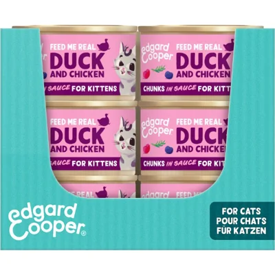 Edgard & Cooper eend en kip kitten natvoer blikjes 18 x 85gr