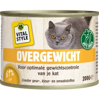 12x Vitalstyle Kattenvoer Blik Overgewicht 200 gr