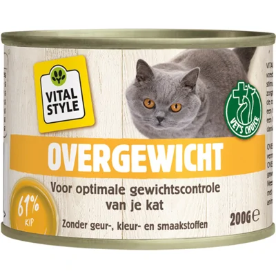 12x Vitalstyle Kattenvoer Blik Overgewicht 200 gr