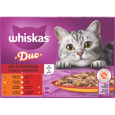 4x Whiskas Duo Senior Classic Variaties Multipack 12 x 85 gr