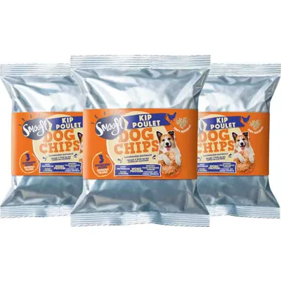 3x Smoofl Hondensnack Dog Chips Kip 50 gr