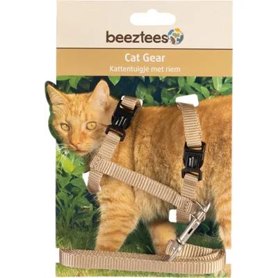 Beeztees Nylon Kattentuig Uni - 27-45 x 1 cm - Beige