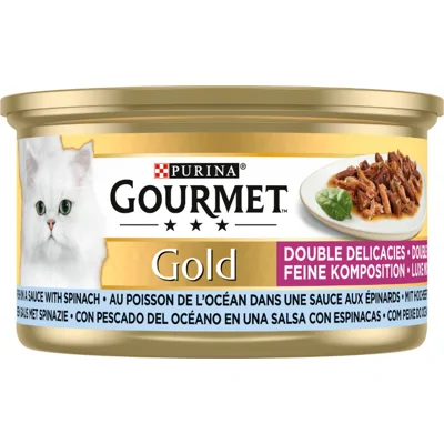 Gourmet Gold met zeevis in een saus met spinazie 1 tray (24 blikken)