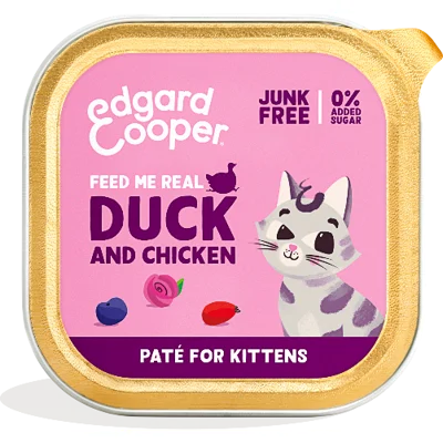 Edgard & Cooper eend en kip paté kitten natvoer kuipjes 16 x 85gr