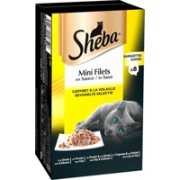 Sheba Mini Filets Gevogelte Selectie in saus natvoer kat (kuipjes 85 g) 1 doosje (8 kuipjes) product name