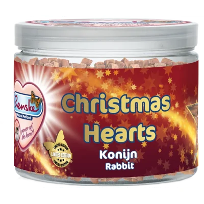 Renske Gezonde Beloning Kerst Hartjes Konijn kattensnacks 100 gram