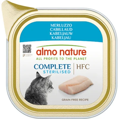 34x Almo Nature HFC Alu Kattenvoer Nat Blikje Kabeljauw 85 gr
