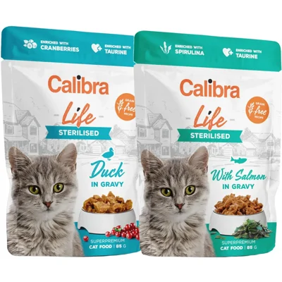 Calibra Life Cat Adult Sterilised Eend maaltijdzakjes kat 28 x 85 gram
