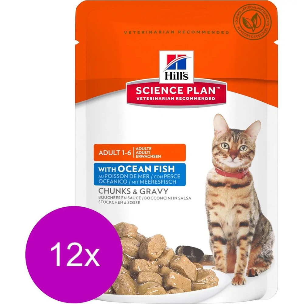 Hill's Adult nat kattenvoer met zeevis maaltijdzakje multipack 1 doos (12 x 85 g)