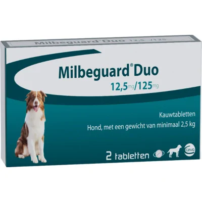 Milbeguard (Milbactor) Duo 12,5/125 mg ontworming hond 2 tabletten