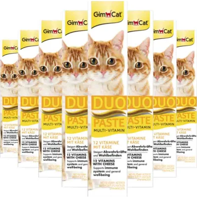 8x GimCat Multi-Vitamin Duo-Pasta Kaas&Vitamines 50 gr