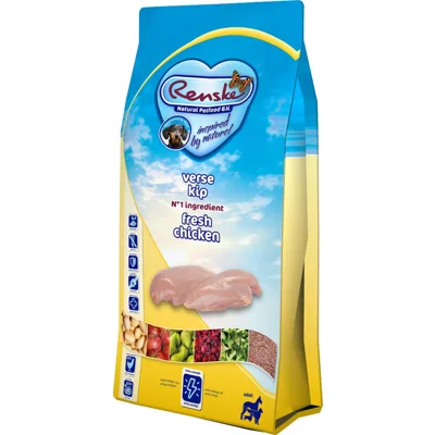8x Renske Super Premium Graanvrij Adult Hondenvoer Verse Kip 600 gr
