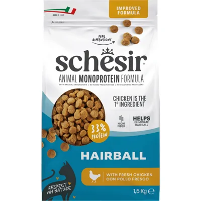 Schesir Monoproteïne Kattenvoer Droog Hairball Kip 1,5 kg