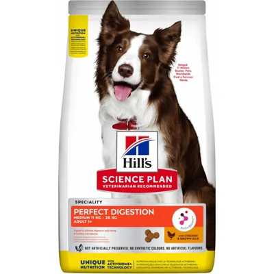Hill's Adult Perfect Digestion Medium met kip & bruine rijst hondenvoer 2,5 kg
