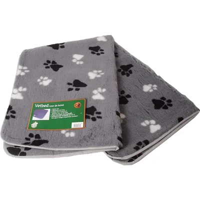 Vetbed grijs met pootprint voor honden 2 x M