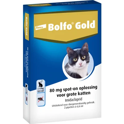 2x Bolfo Gold Anti Vlooiendruppels Kat Vanaf 4 kg 2 pipetten