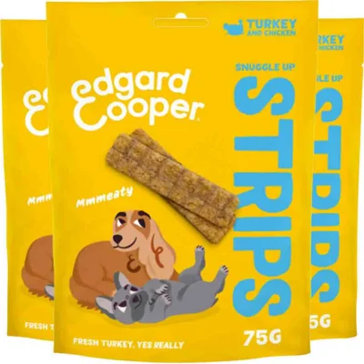 3x Edgard&Cooper Adult Strips Kalkoen - Kip 75 gr