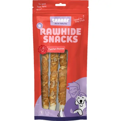 Braaaf Twister Hondensnack Kip 220 gr