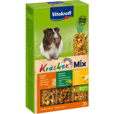 Vitakraft Cavia Kracker Trio Honing - Groente - Citrus 3 stuks