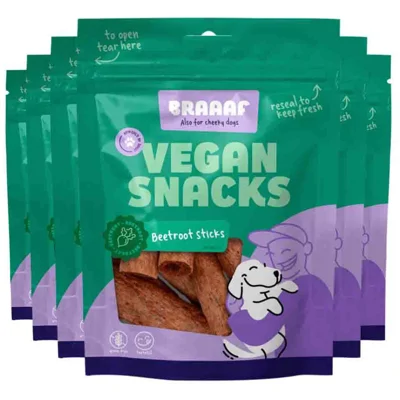 6x Braaaf Sticks Hondensnack Pompoen 12 cm 80 gr