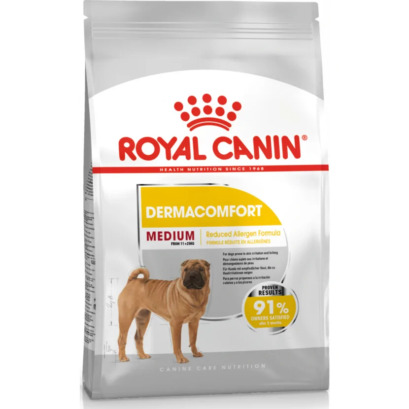 4x Royal Canin Hondenvoer Droog Dermacomfort Medium 3 kg