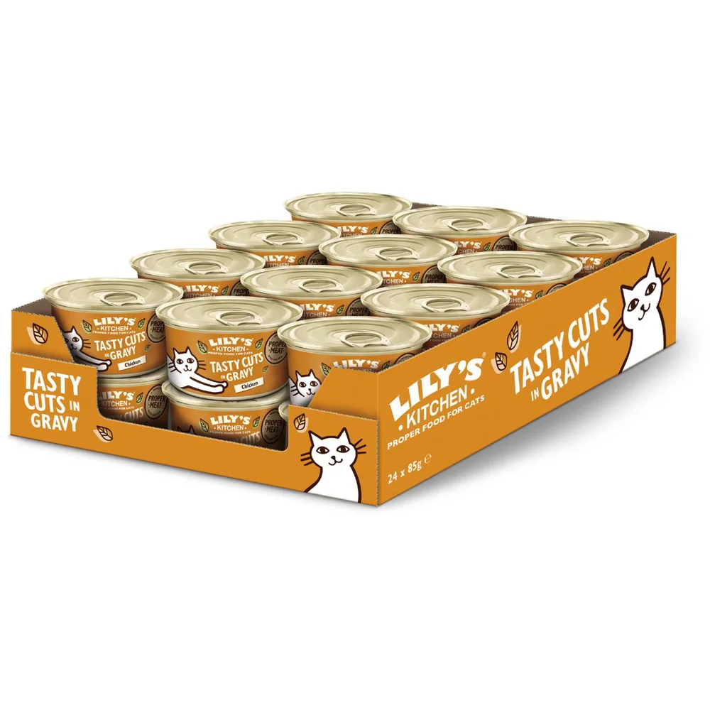Lily's Kitchen Cuts in gravy kip natvoer kat 1 tray (24 x 85 g)