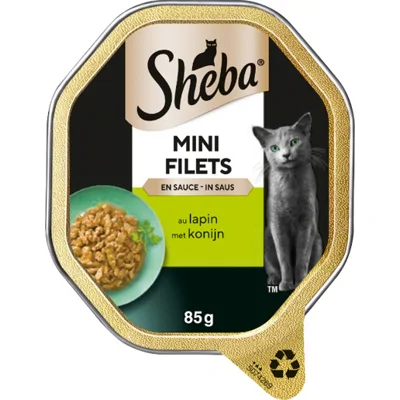 Sheba Mini Filets met konijn in saus natvoer kat (kuipjes 85 g) Per 22 (22 x 85 g)