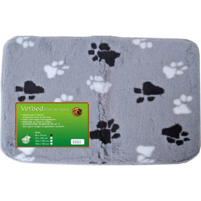 Vetbed grijs met pootprint voor honden 2 x XL